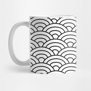 Seigaiha Pattern Black and White Mug